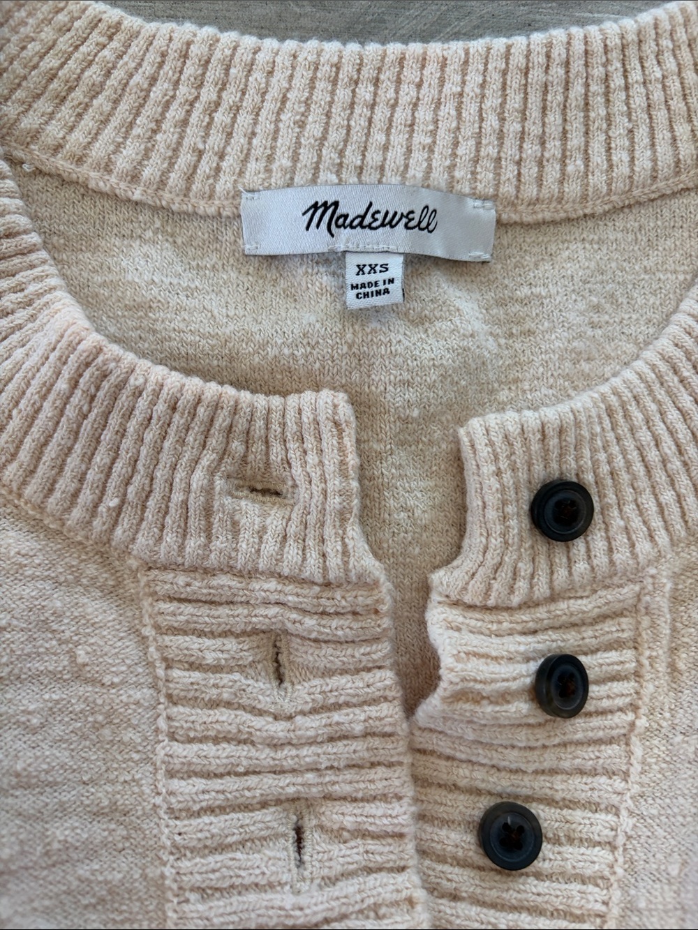 Madewell Textured Knit Button-Front Cardigan Sweater - Cream and Rust - Picture 4 of 8